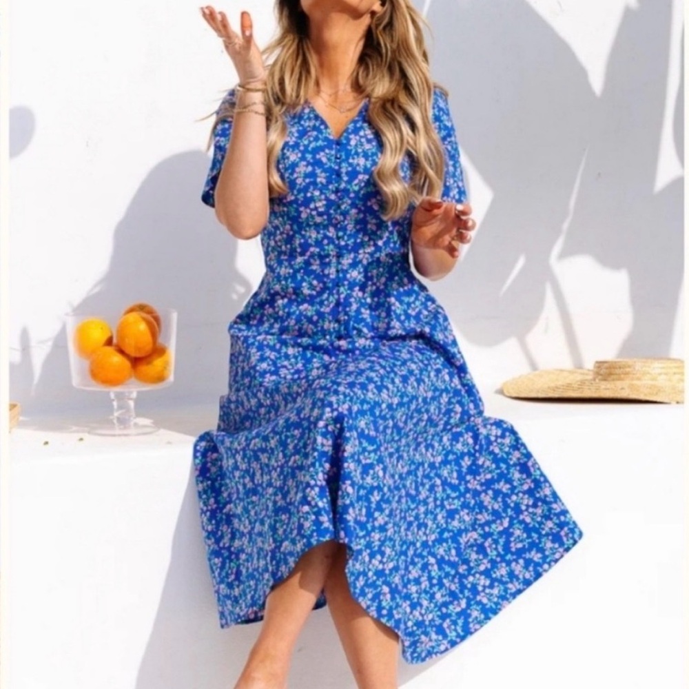 Ivy City Co Allie Dress in Royal Blue Midi Dress 10 NWT